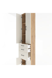 Arges Dolap 3 Raflı 3 Çekmeceli 4 Kapaklı 60x30x243 Çam-Aytaşı