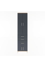 Arges Dolap 3 Raflı 3 Çekmeceli 4 Kapaklı 60x30x243 Çam-Antrasit