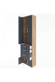 Arges Dolap 3 Raflı 3 Çekmeceli 4 Kapaklı 60x30x243 Çam-Antrasit