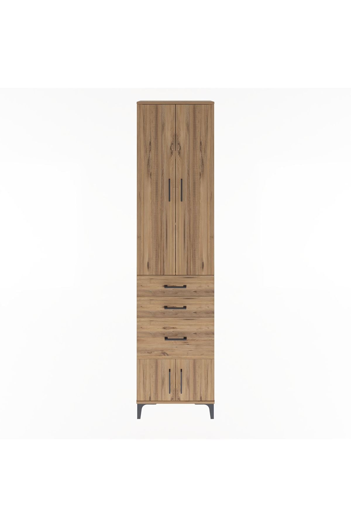 Arges Dolap 3 Raflı 3 Çekmeceli 4 Kapaklı 60x30x243 Çam-Çam