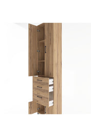 Arges Dolap 3 Raflı 3 Çekmeceli 4 Kapaklı 60x30x243 Çam-Çam