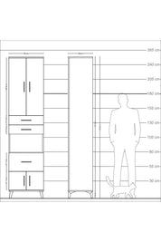 Arges Dolap 4 Raflı 3 Çekmeceli 2 Kapaklı 60x30x243 - S32M020V1A