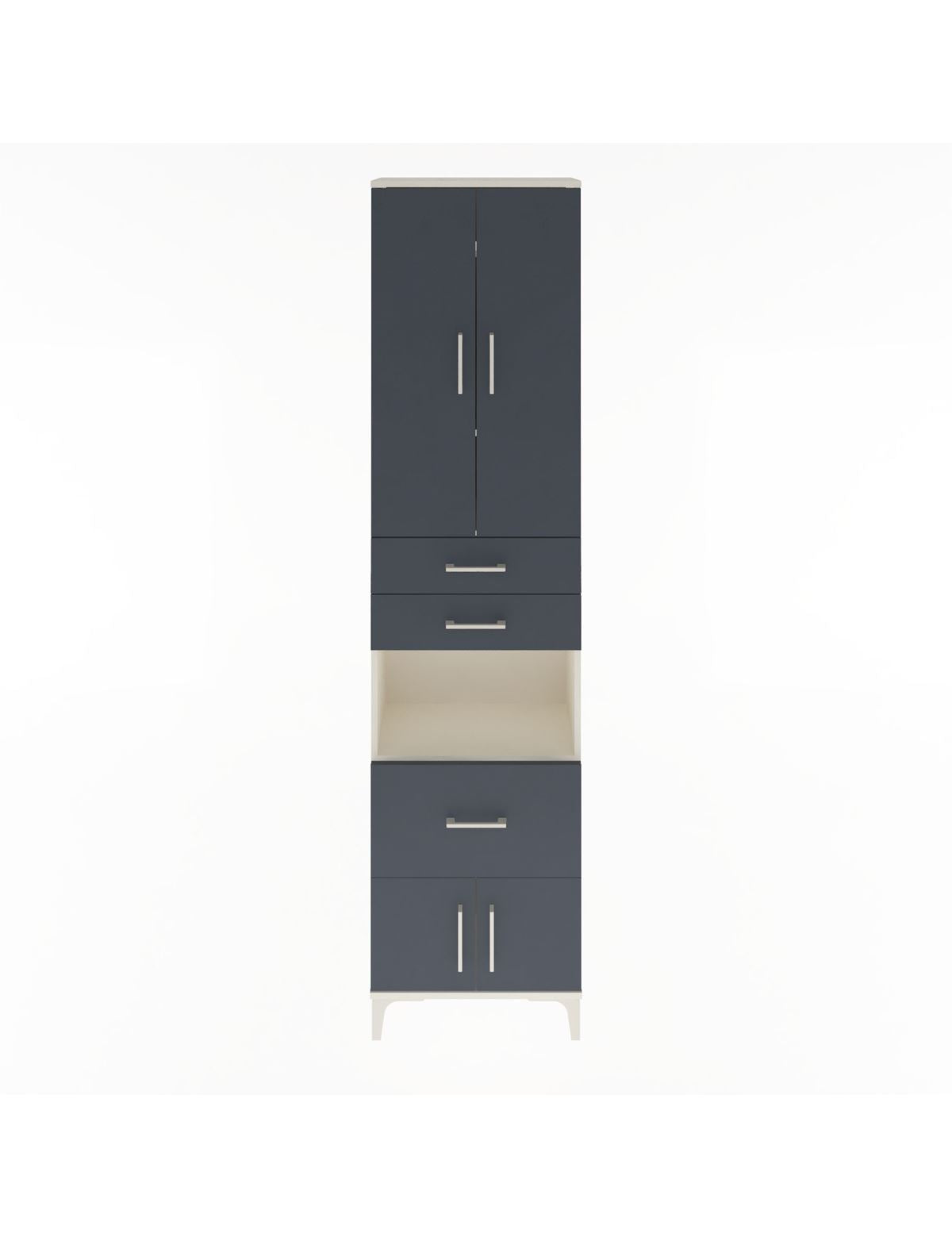 Arges Dolap 4 Raflı 3 Çekmeceli 2 Kapaklı 60x30x243 Aytaşı-Antrasit