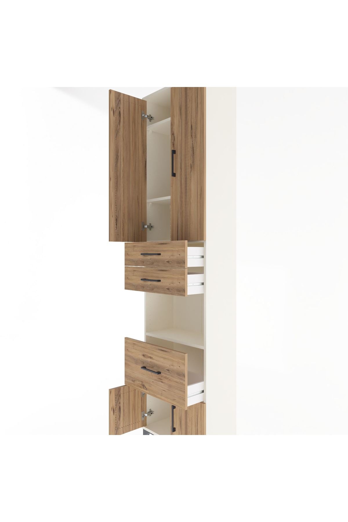 Arges Dolap 4 Raflı 3 Çekmeceli 2 Kapaklı 60x30x243 Aytaşı-Çam