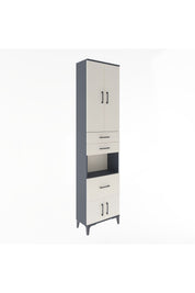 Arges Dolap 4 Raflı 3 Çekmeceli 2 Kapaklı 60x30x243 Antrasit-Aytaşı