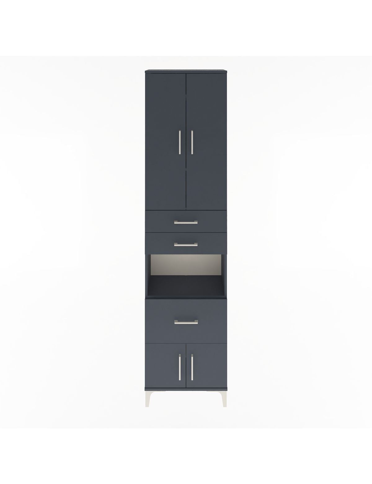 Arges Dolap 4 Raflı 3 Çekmeceli 2 Kapaklı 60x30x243 Antrasit-Antrasit
