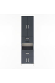 Arges Dolap 4 Raflı 3 Çekmeceli 2 Kapaklı 60x30x243 Antrasit-Antrasit