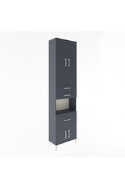 Arges Dolap 4 Raflı 3 Çekmeceli 2 Kapaklı 60x30x243 Antrasit-Antrasit