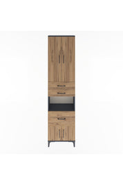 Arges Dolap 4 Raflı 3 Çekmeceli 2 Kapaklı 60x30x243 Antrasit-Çam