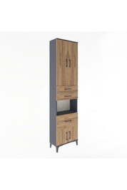Arges Dolap 4 Raflı 3 Çekmeceli 2 Kapaklı 60x30x243 Antrasit-Çam