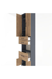 Arges Dolap 4 Raflı 3 Çekmeceli 2 Kapaklı 60x30x243 Antrasit-Çam