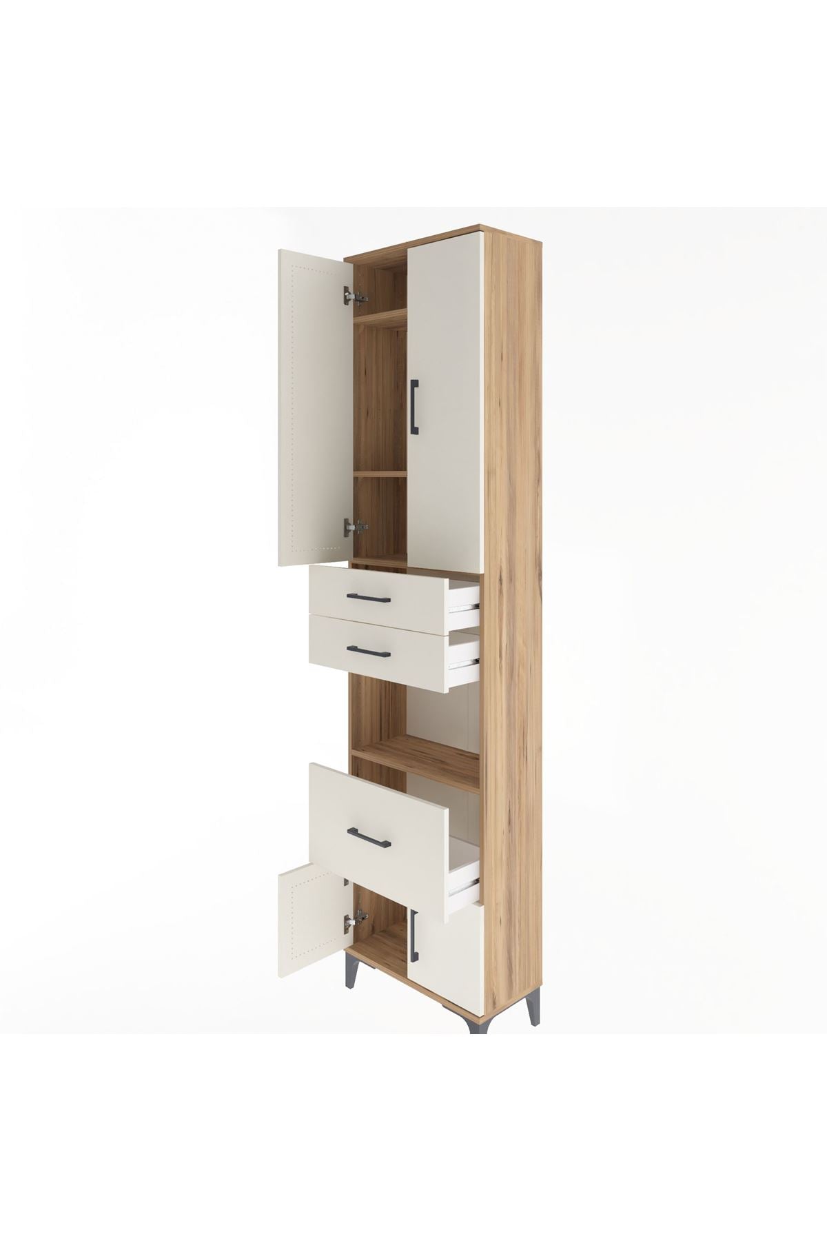 Arges Dolap 4 Raflı 3 Çekmeceli 2 Kapaklı 60x30x243 - S32M020V7A