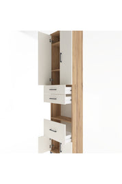 Arges Dolap 4 Raflı 3 Çekmeceli 2 Kapaklı 60x30x243 Çam-Aytaşı