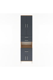 Arges Dolap 4 Raflı 3 Çekmeceli 2 Kapaklı 60x30x243 Çam-Antrasit