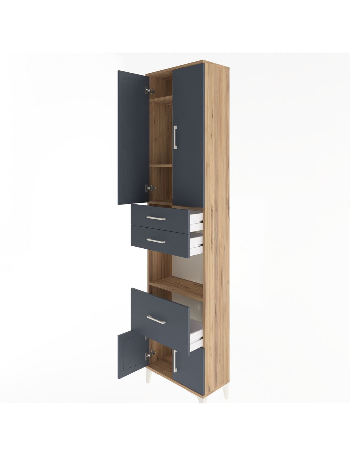 Arges Dolap 4 Raflı 3 Çekmeceli 2 Kapaklı 60x30x243 - S32M020V8A