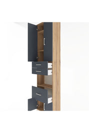 Arges Dolap 4 Raflı 3 Çekmeceli 2 Kapaklı 60x30x243 Çam-Antrasit