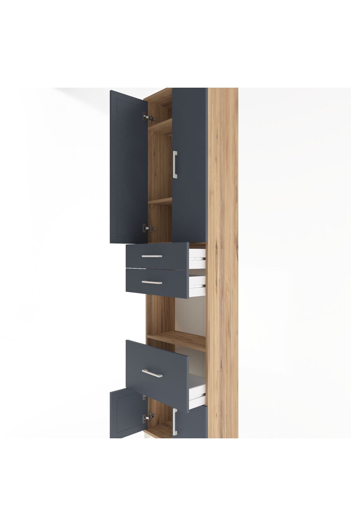 Arges Dolap 4 Raflı 3 Çekmeceli 2 Kapaklı 60x30x243 - S32M020V8A