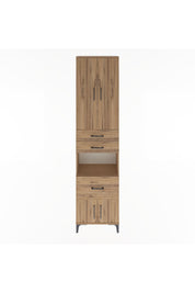 Arges Dolap 4 Raflı 3 Çekmeceli 2 Kapaklı 60x30x243 Çam-Çam