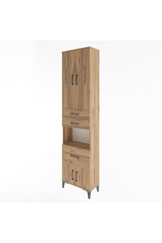 Arges Dolap 4 Raflı 3 Çekmeceli 2 Kapaklı 60x30x243 Çam-Çam