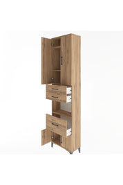 Arges Dolap 4 Raflı 3 Çekmeceli 2 Kapaklı 60x30x243 Çam-Çam