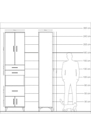 Arges Dolap 4 Raflı 3 Çekmeceli 2 Kapaklı 60x30x243 Çam-Çam