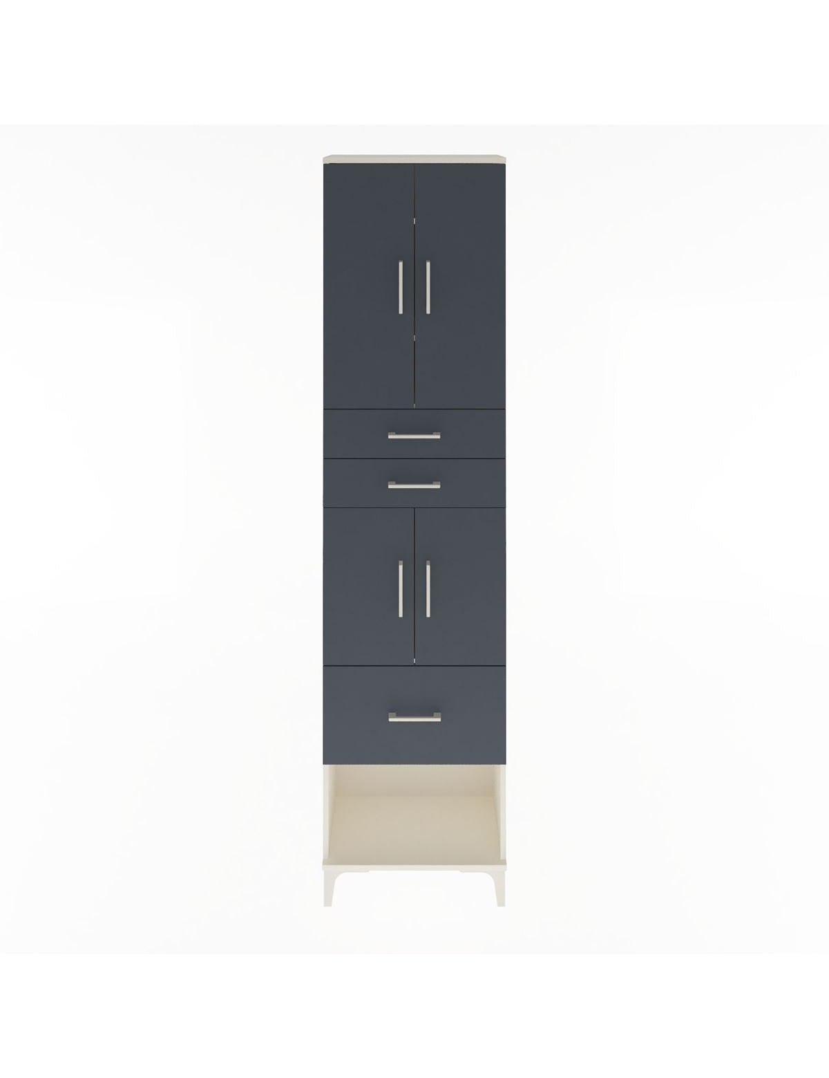 Arges Dolap 4 Raflı 3 Çekmeceli 4 Kapaklı 60x30x243 Aytaşı-Antrasit