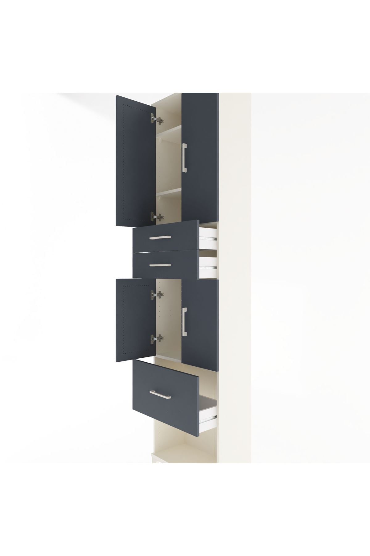 Arges Dolap 4 Raflı 3 Çekmeceli 4 Kapaklı 60x30x243 Aytaşı-Antrasit