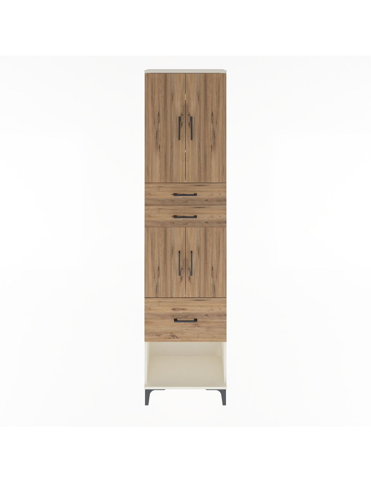 Arges Dolap 4 Raflı 3 Çekmeceli 4 Kapaklı 60x30x243 Aytaşı-Çam