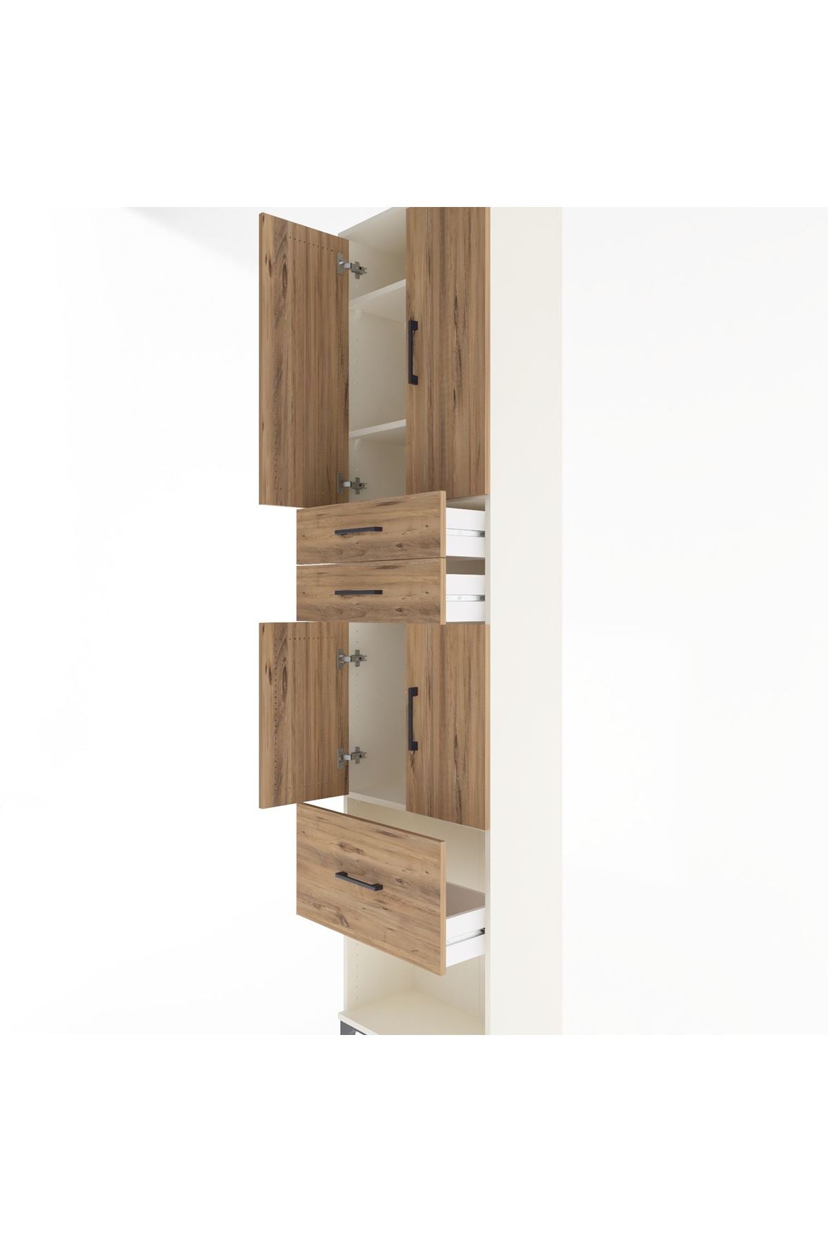 Arges Dolap 4 Raflı 3 Çekmeceli 4 Kapaklı 60x30x243 Aytaşı-Çam