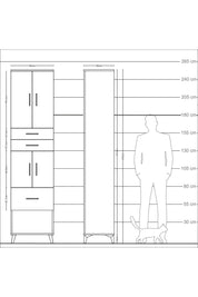 Arges Dolap 4 Raflı 3 Çekmeceli 4 Kapaklı 60x30x243 Aytaşı-Çam