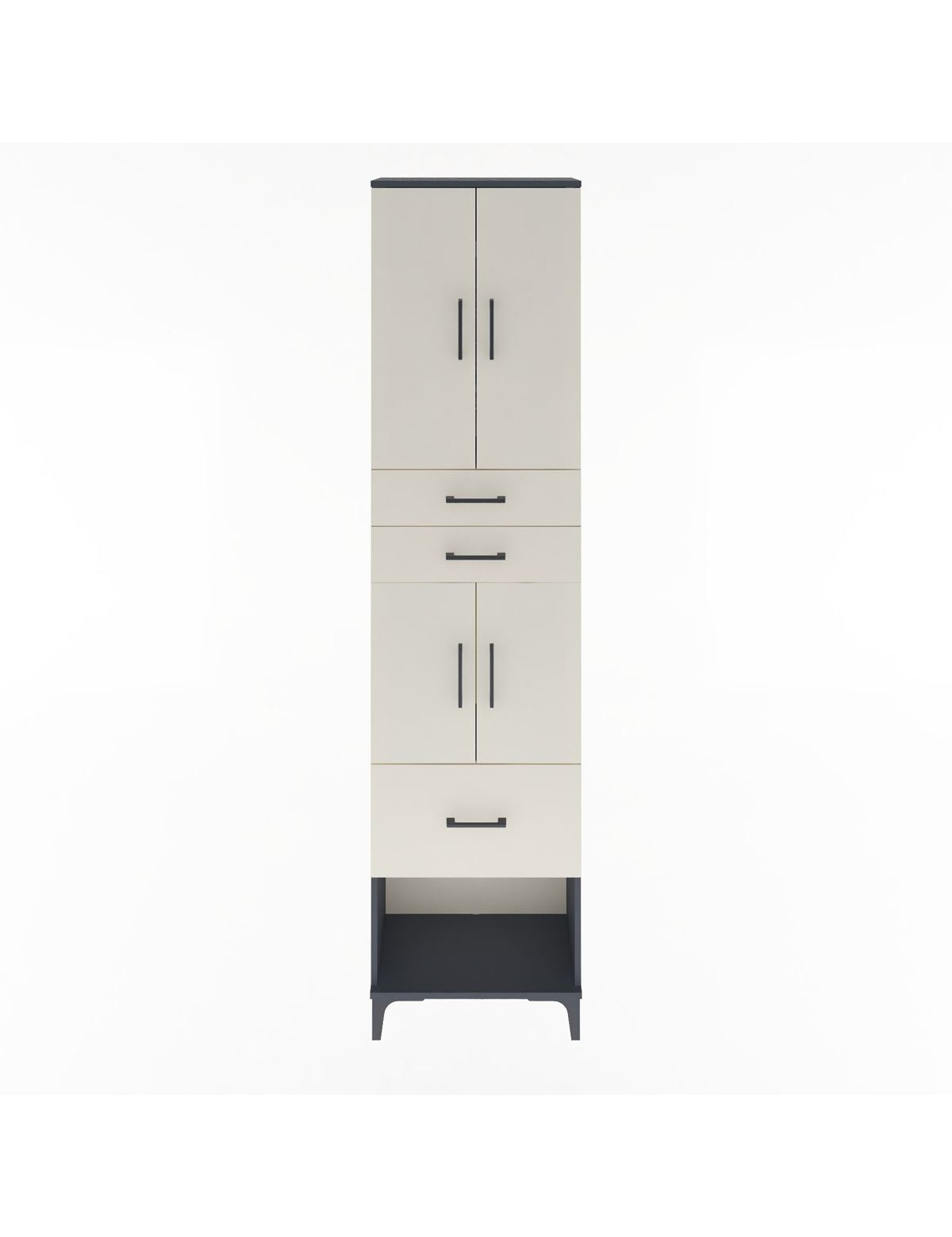 Arges Dolap 4 Raflı 3 Çekmeceli 4 Kapaklı 60x30x243 Antrasit-Aytaşı