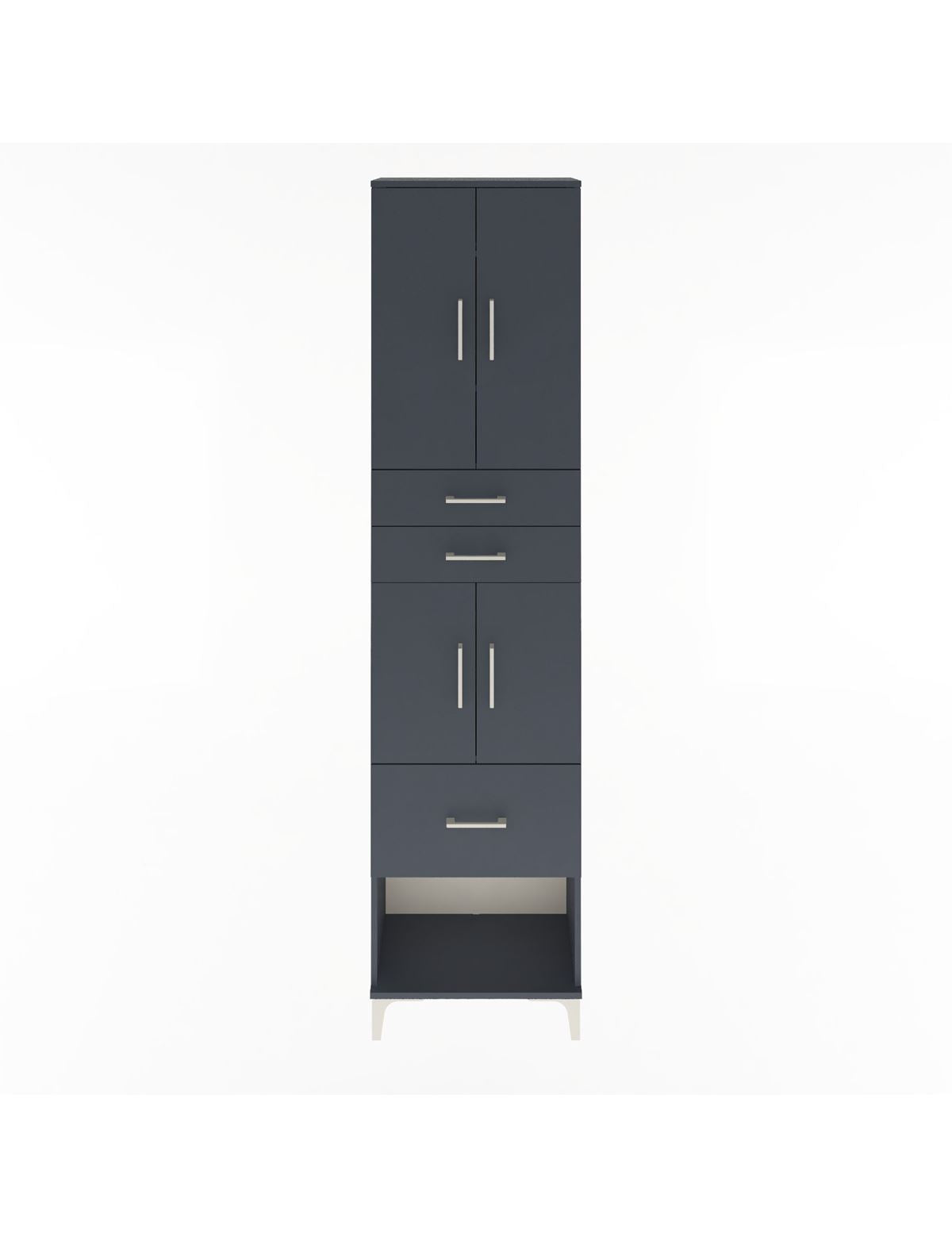 Arges Dolap 4 Raflı 3 Çekmeceli 4 Kapaklı 60x30x243 Antrasit-Antrasit