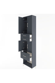 Arges Dolap 4 Raflı 3 Çekmeceli 4 Kapaklı 60x30x243 Antrasit-Antrasit