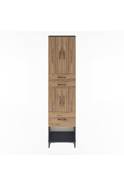 Arges Dolap 4 Raflı 3 Çekmeceli 4 Kapaklı 60x30x243 Antrasit-Çam