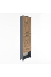Arges Dolap 4 Raflı 3 Çekmeceli 4 Kapaklı 60x30x243 Antrasit-Çam
