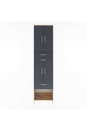 Arges Dolap 4 Raflı 3 Çekmeceli 4 Kapaklı 60x30x243 Çam-Antrasit
