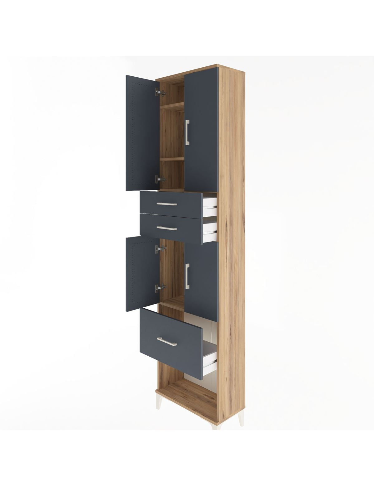 Arges Dolap 4 Raflı 3 Çekmeceli 4 Kapaklı 60x30x243 - S32M021V8A