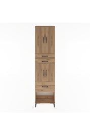 Arges Dolap 4 Raflı 3 Çekmeceli 4 Kapaklı 60x30x243 Çam-Çam