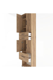 Arges Dolap 4 Raflı 3 Çekmeceli 4 Kapaklı 60x30x243 Çam-Çam