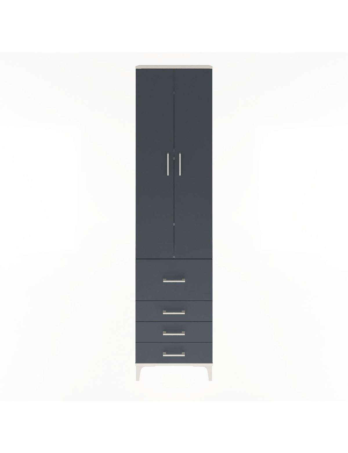 Arges Dolap 4 Raflı 4 Çekmeceli 2 Kapaklı 60x30x243 Aytaşı-Antrasit