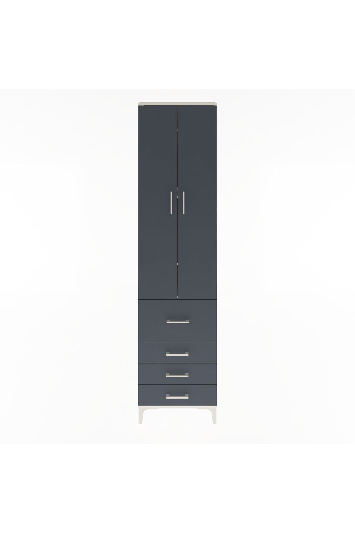Arges Dolap 4 Raflı 4 Çekmeceli 2 Kapaklı 60x30x243 Aytaşı-Antrasit