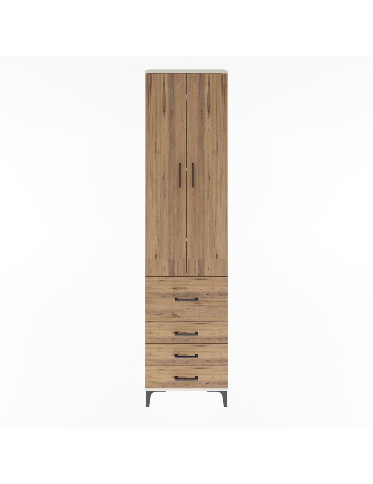 Arges Dolap 4 Raflı 4 Çekmeceli 2 Kapaklı 60x30x243 Aytaşı-Çam