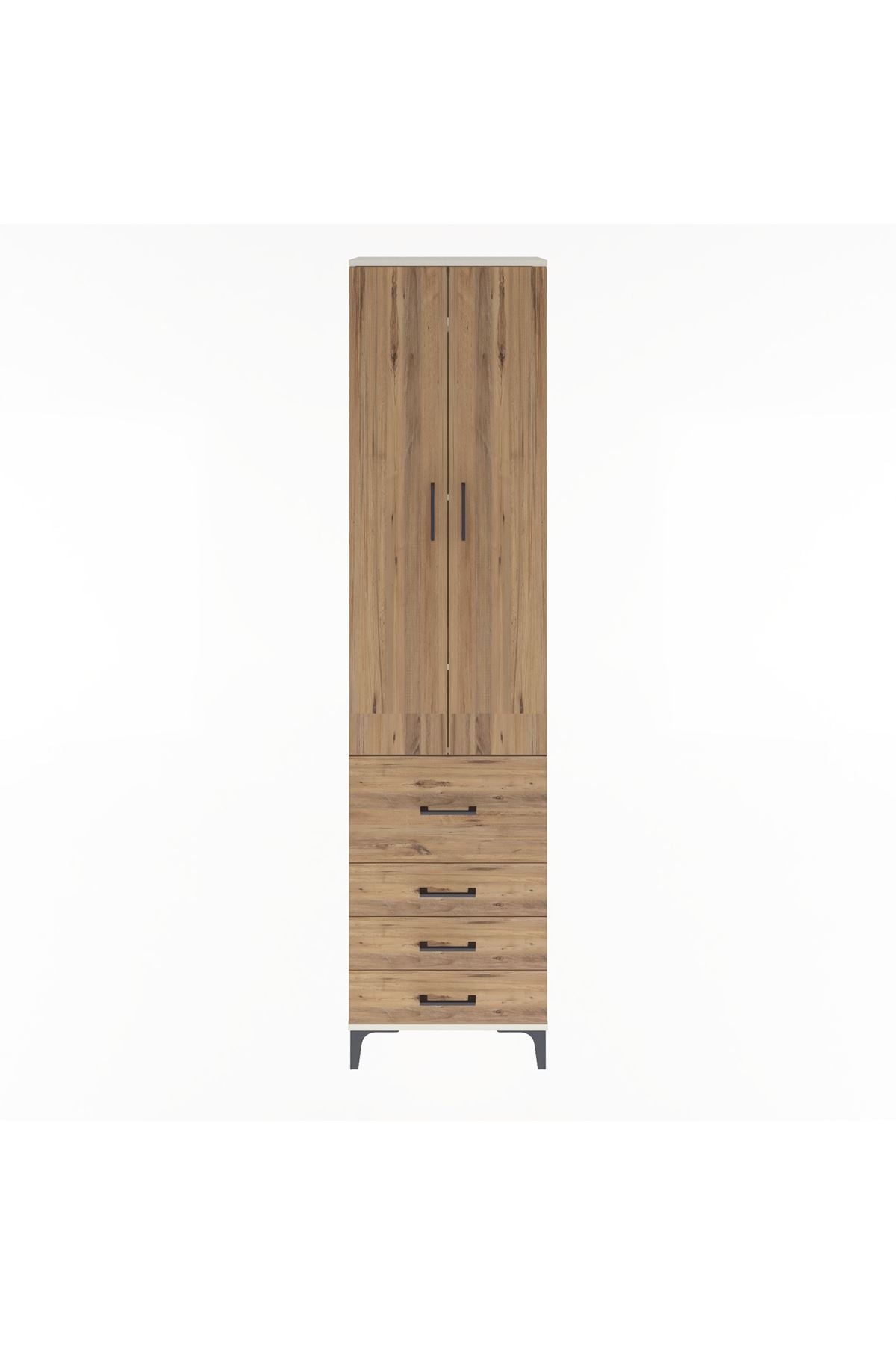 Arges Dolap 4 Raflı 4 Çekmeceli 2 Kapaklı 60x30x243 Aytaşı-Çam