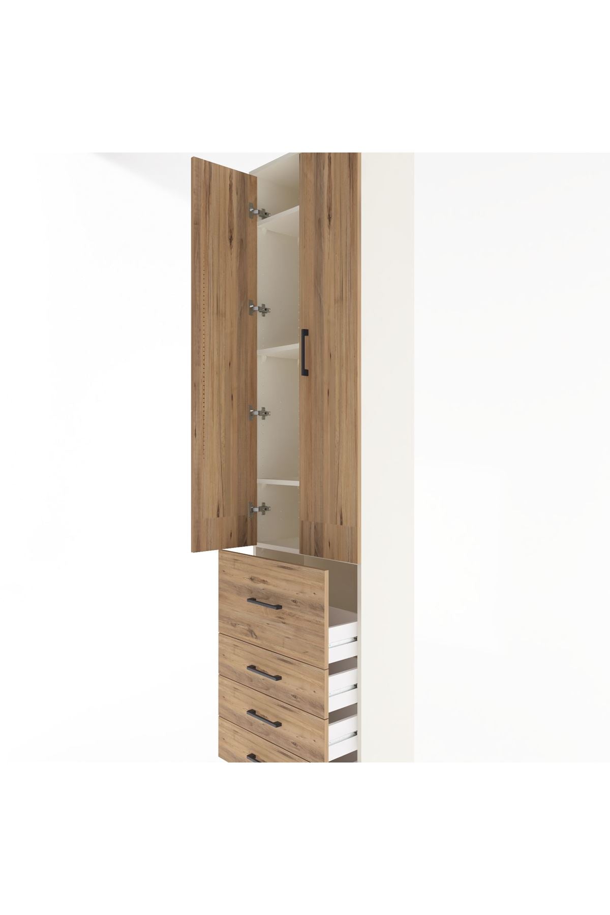 Arges Dolap 4 Raflı 4 Çekmeceli 2 Kapaklı 60x30x243 Aytaşı-Çam