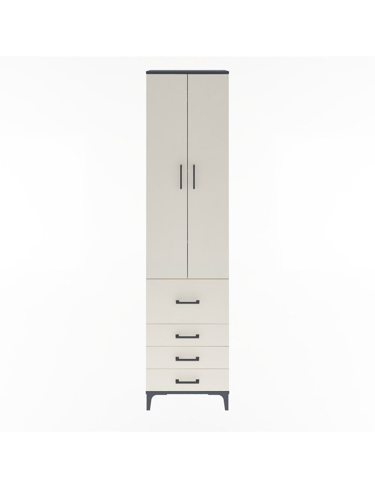 Arges Dolap 4 Raflı 4 Çekmeceli 2 Kapaklı 60x30x243 Antrasit-Aytaşı