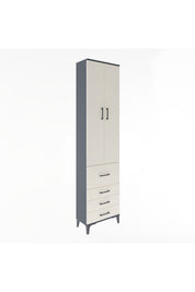 Arges Dolap 4 Raflı 4 Çekmeceli 2 Kapaklı 60x30x243 Antrasit-Aytaşı