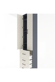 Arges Dolap 4 Raflı 4 Çekmeceli 2 Kapaklı 60x30x243 Antrasit-Aytaşı