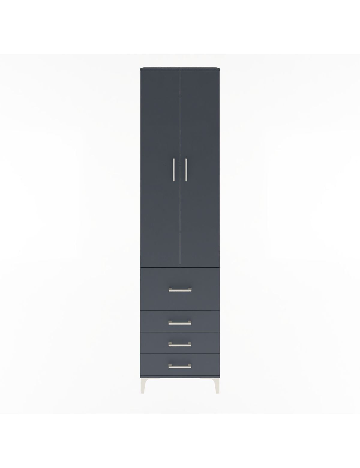 Arges Dolap 4 Raflı 4 Çekmeceli 2 Kapaklı 60x30x243 Antrasit-Antrasit