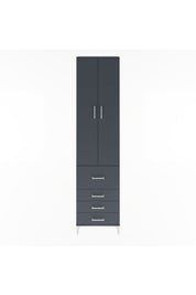 Arges Dolap 4 Raflı 4 Çekmeceli 2 Kapaklı 60x30x243 Antrasit-Antrasit