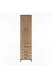Arges Dolap 4 Raflı 4 Çekmeceli 2 Kapaklı 60x30x243 Antrasit-Çam